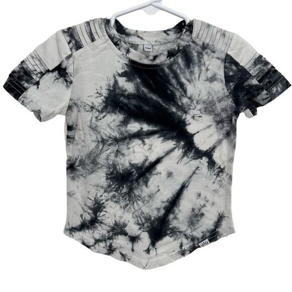 Posh Kiddos White & Black Tie Dye Biker Shirt Size 12 Months - Picture 1 of 3